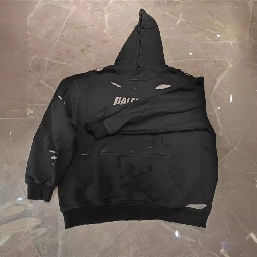 Balenciaga Black Distressed Hoodie
